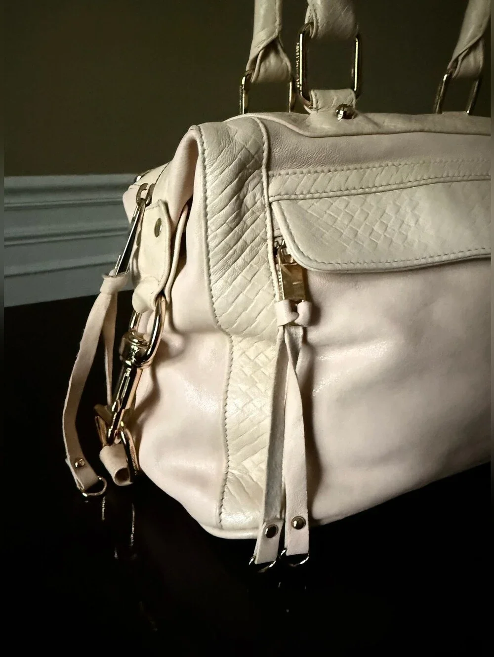 Rebecca Minkoff Pale Pink Cream Satchel with Gold Hardware